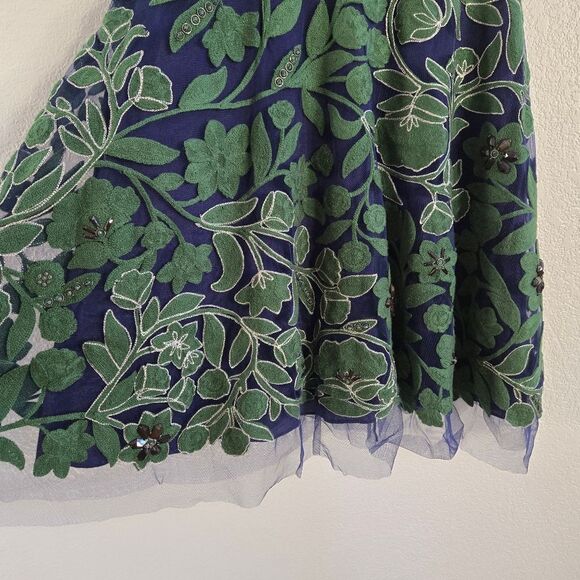 Anthropologie Pankaj & Nidhi Embroidered Fern Dress Size 6 New - Picture 7 of 15